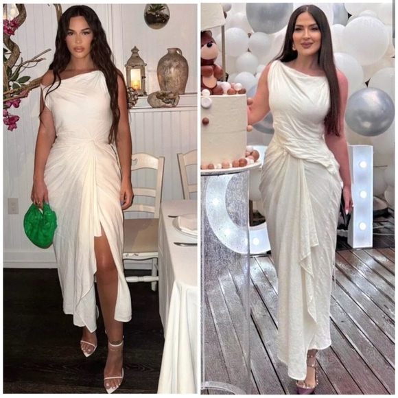 Zara Dresses & Skirts - ZARA WOMAN SLEEVELESS ZW COLLECTION DRAPED LINEN BLEND DRESS WHITE 2965/120